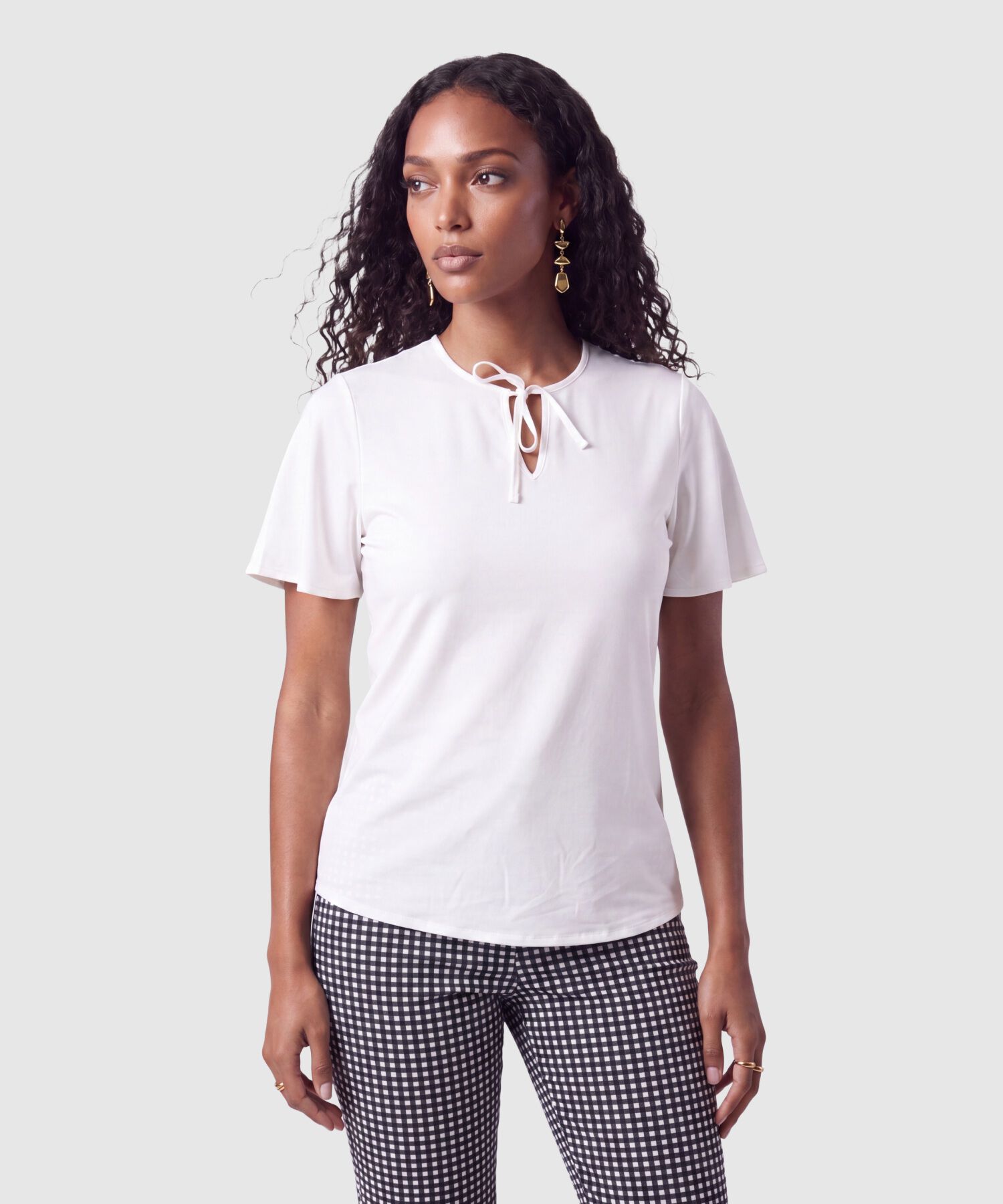 Blusa Manga Corta Con Lazos Mujer