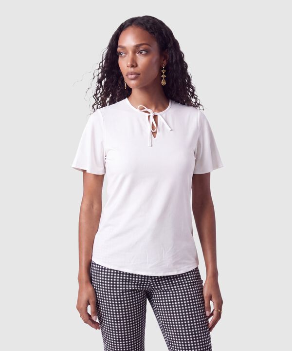 Blusa Manga Corta Con Lazos Mujer