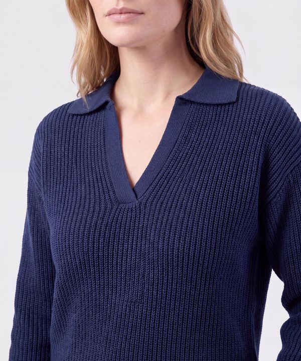 Saco Tejido Cuello Polo Con Escote En V