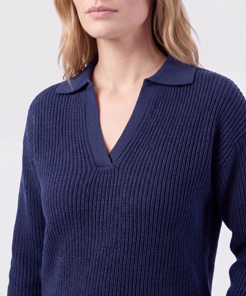 Saco Tejido Cuello Polo Con Escote En V