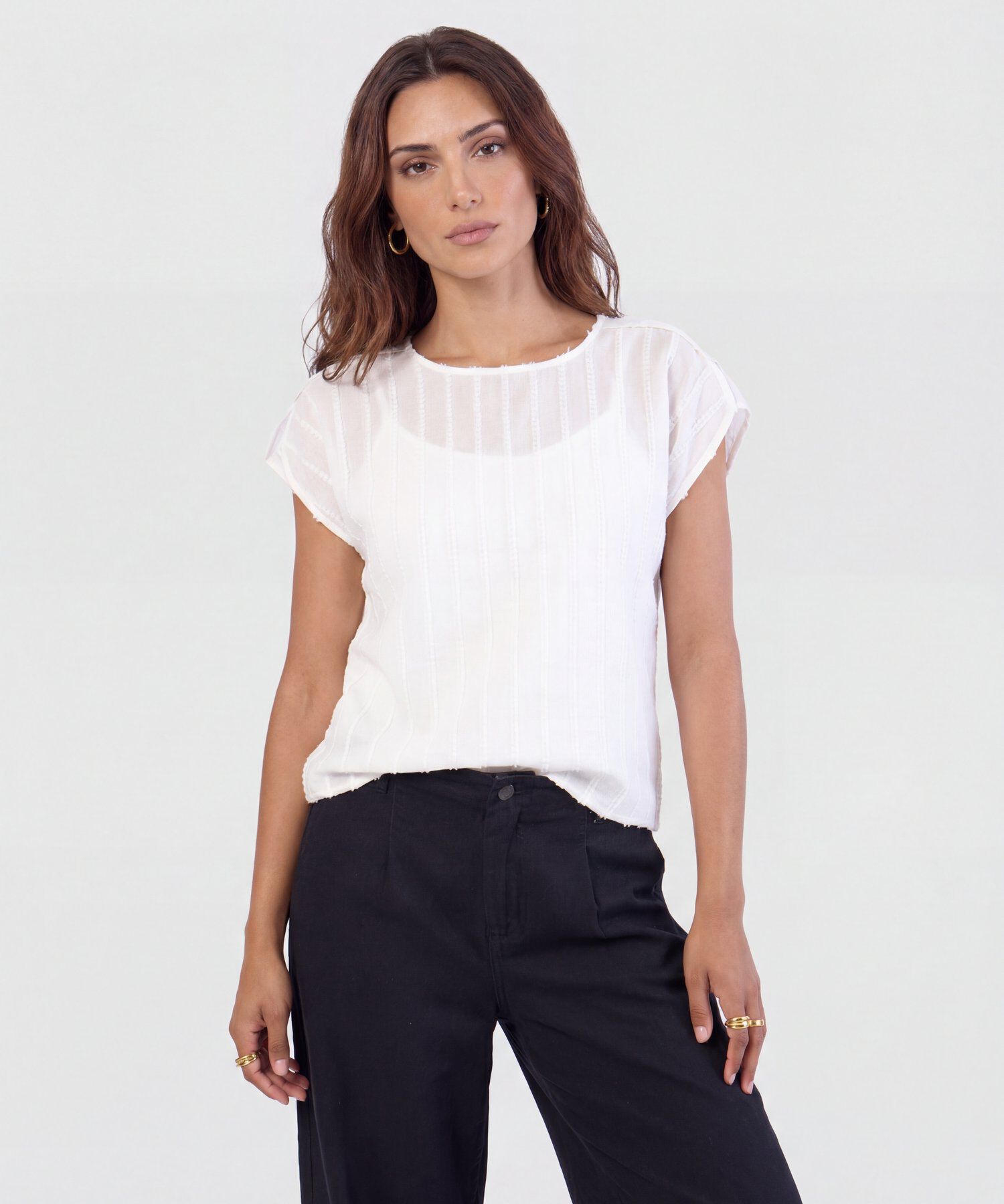 Blusa Unicolor Con Top Interno 