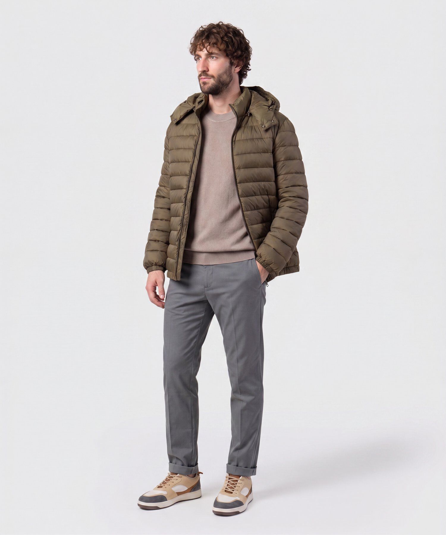 Chaqueta Acolchada Con Capota Hombre
