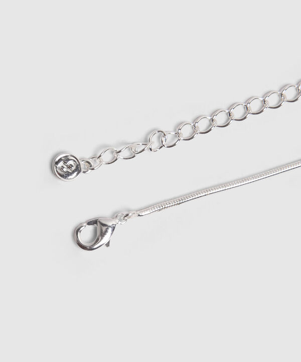 Collar Plateado Con Dije De Aros Bicolor  image number null