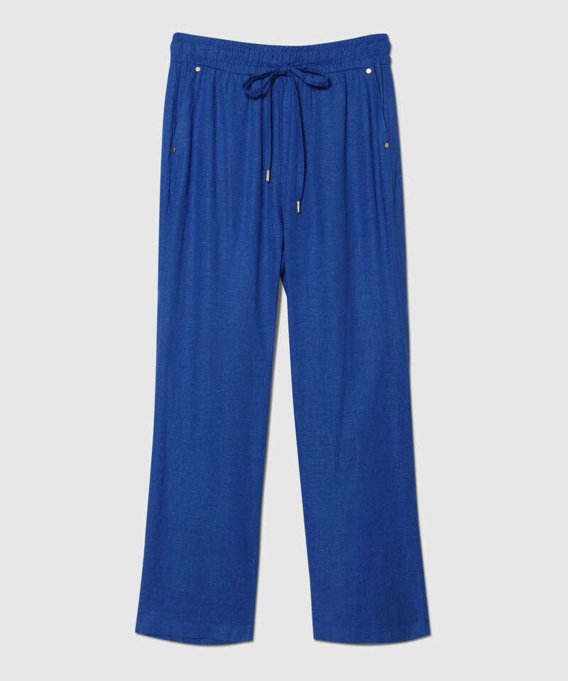 Pantalón Pretina Resortada En Lino Unicolor