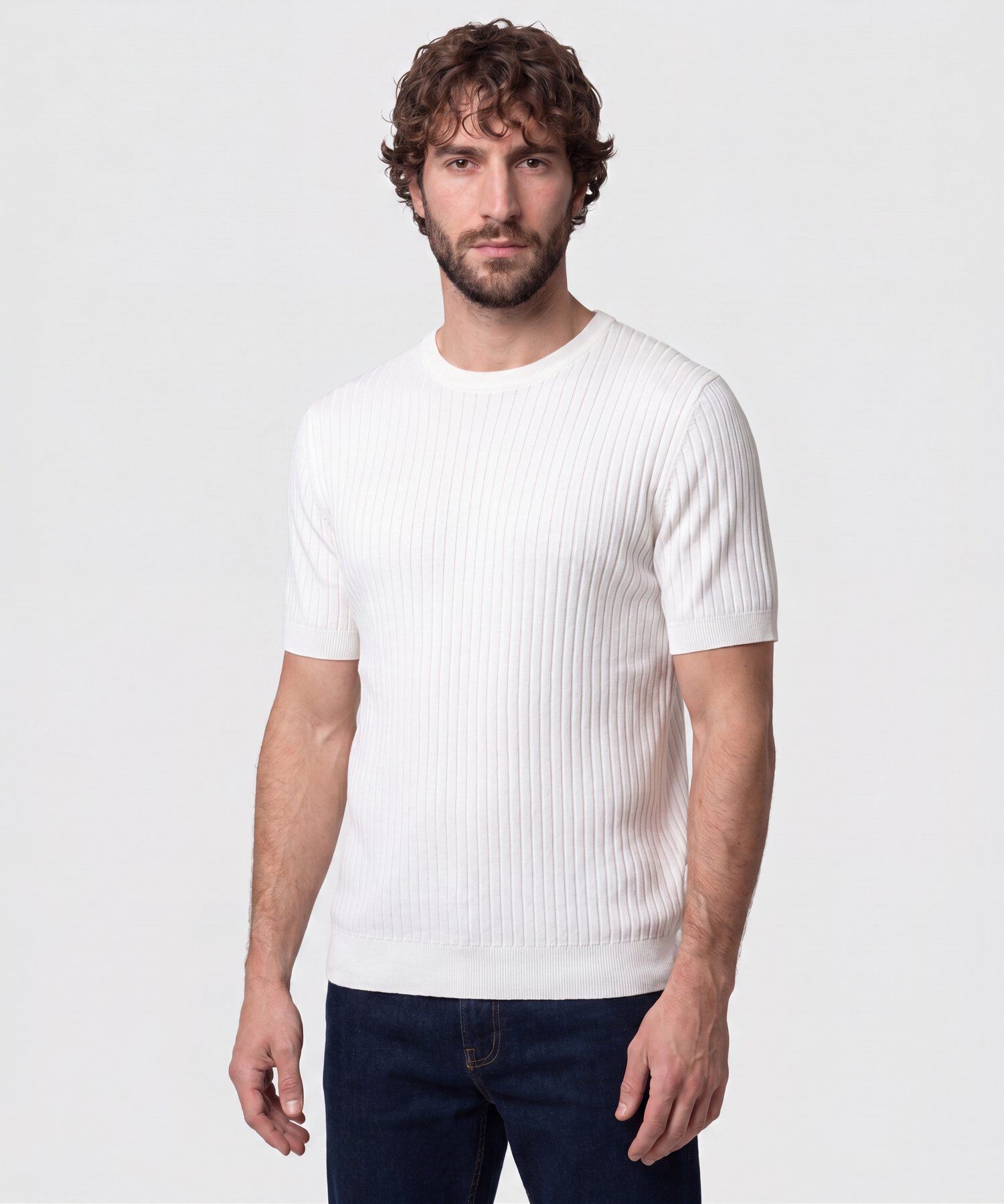 Camiseta Acanalada De Punto Hombre