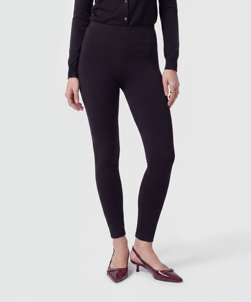 Leggings De Tiro Alto Con Pretina Ancha Mujer