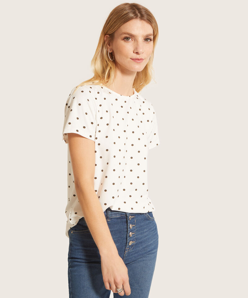 Camiseta Fluida Con Estampado De Lunares Para Mujer