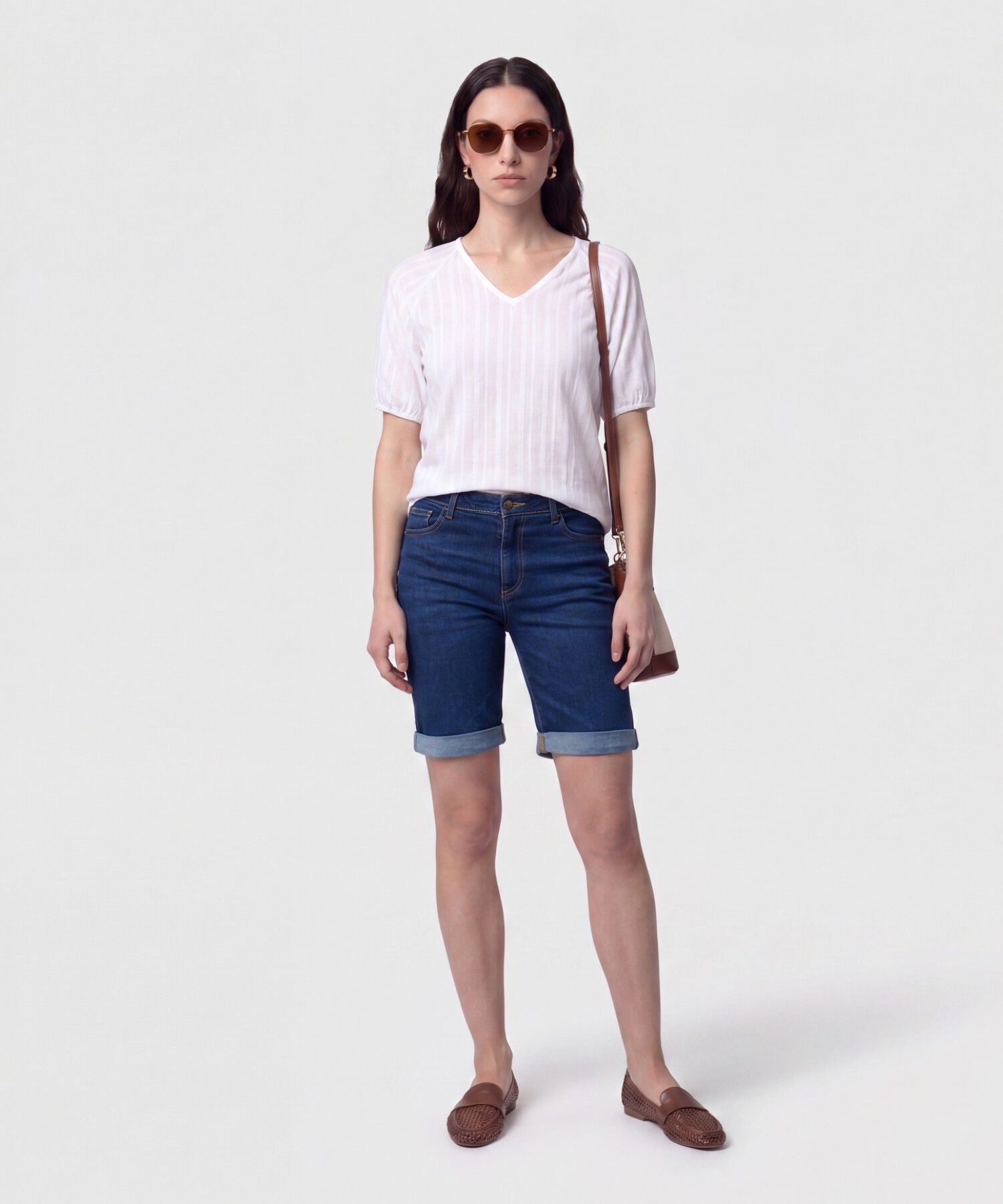 Blusa Cuello en V Manga Ragl&aacute;n Mujer