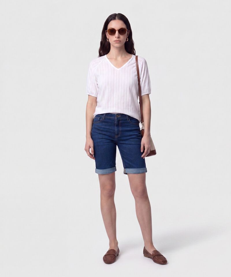 Blusa Cuello en V Manga Ragl&aacute;n Mujer