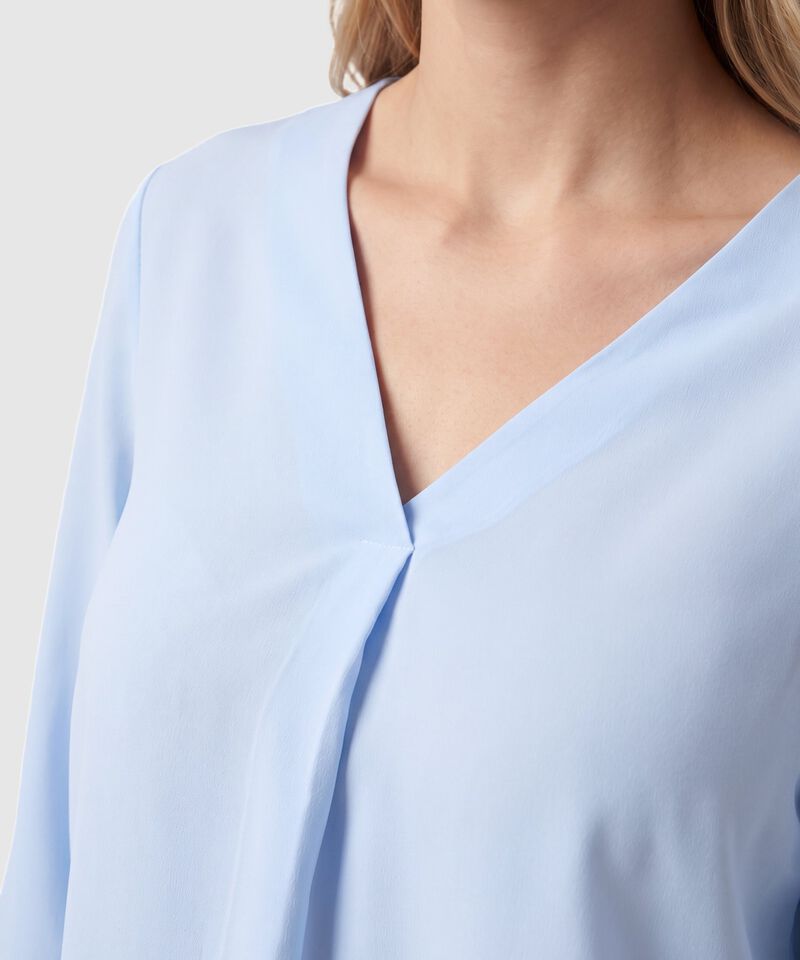 Blusa Manga 3/4 Con Escote V Para Mujer