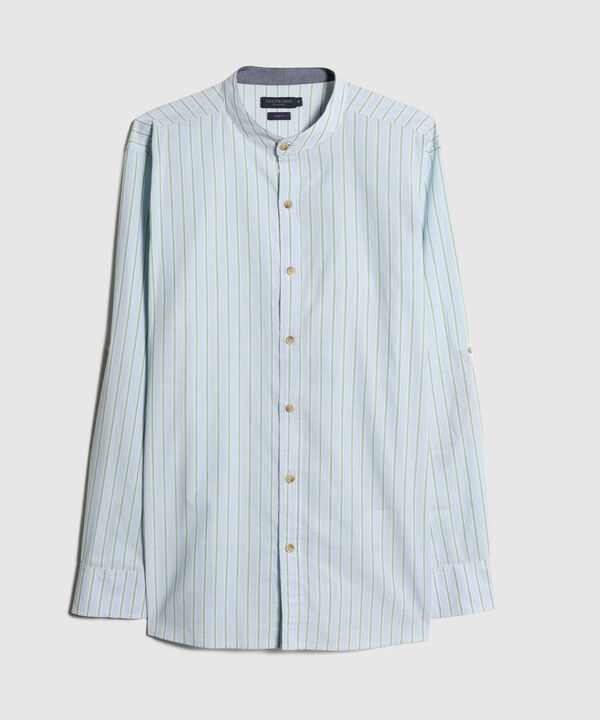 Camisa Manga Larga Cuello Mao Preteñido
