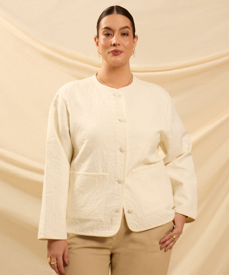 Chaqueta Texturizada De Cuello Redondo Mujer Curvy