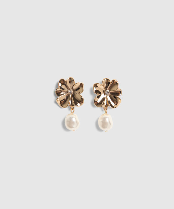 Set X3 Aretes Dorados Con Perlas Y Flores  image number null