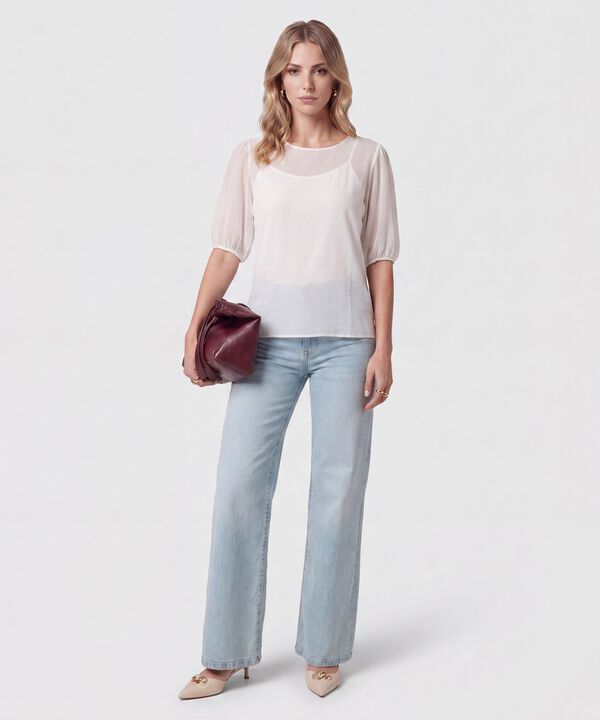 Blusa Mangas Transparentes Mujer