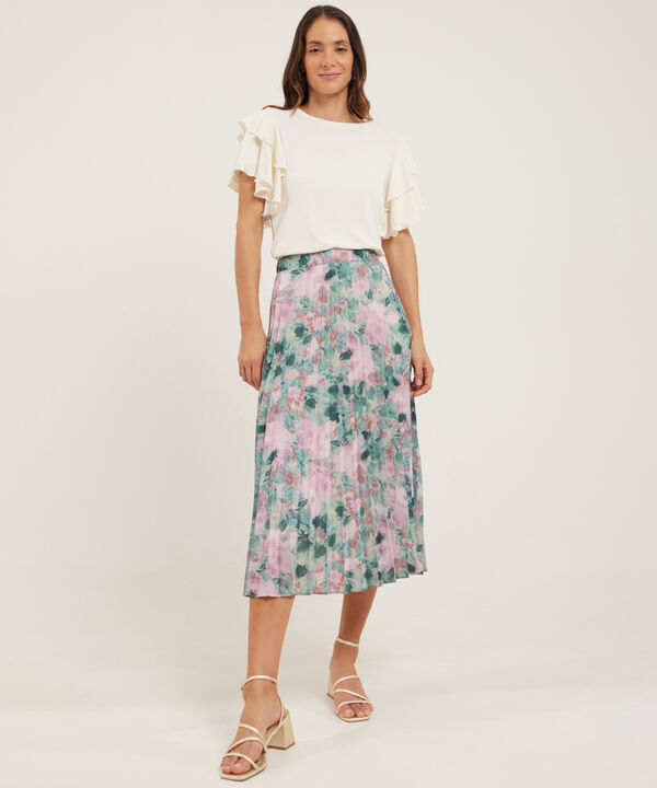 Falda Midi Estampada Con Plisado image number null