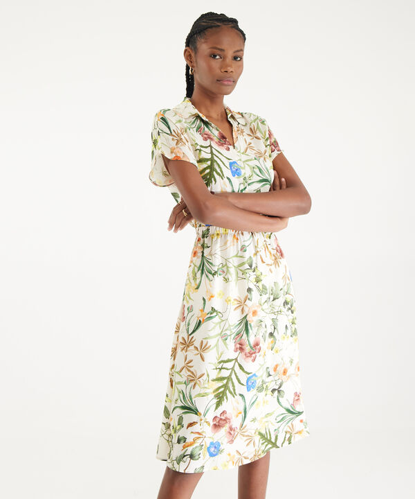 Vestido Camisero Estampado Manga Corta Rodada