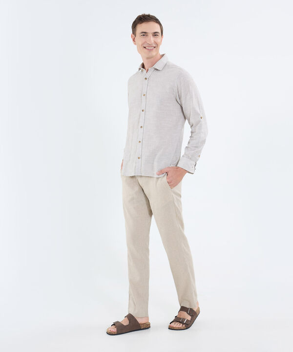 Camisa manga larga unicolor para hombre image number null