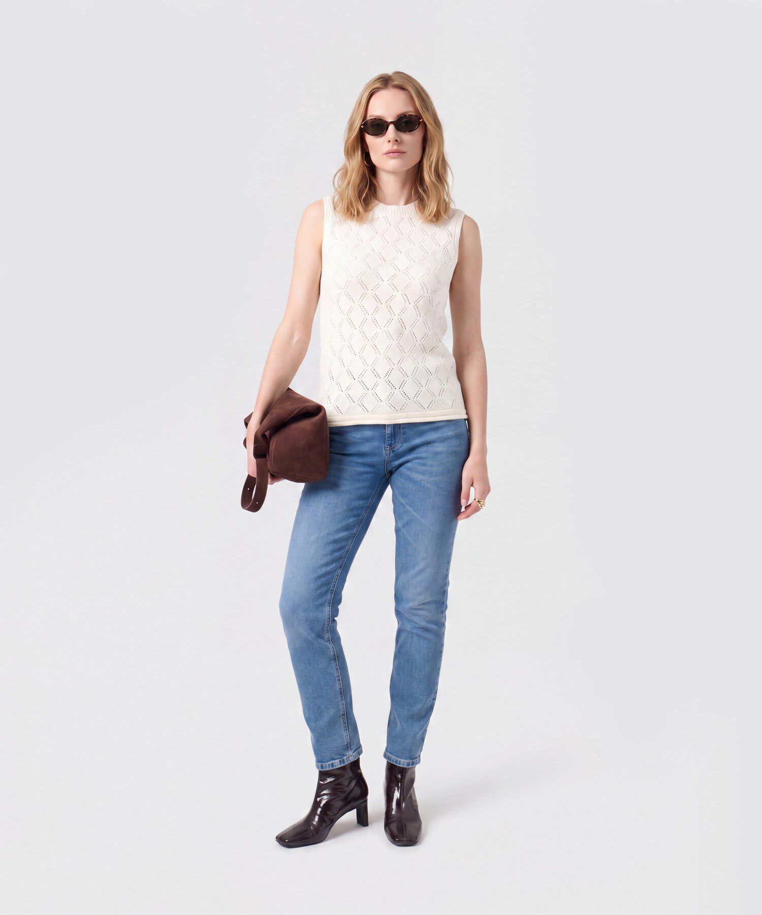 Camiseta De Punto Con Textura Para Mujer