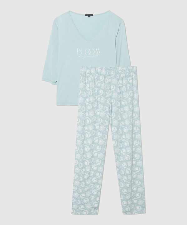 Pijama Camiseta Manga 3/4 Con Screen Y Pantalon Largo Estampado