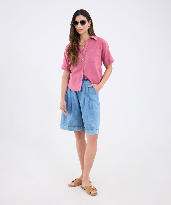 Camisa Unicolor Con Bolsillos En Frente image number null