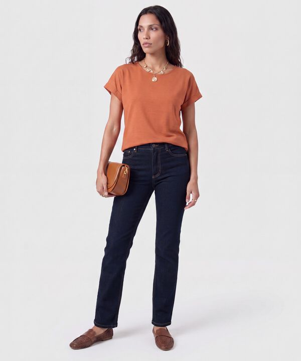 Blusa Manga Con Dobladillo Para Mujer