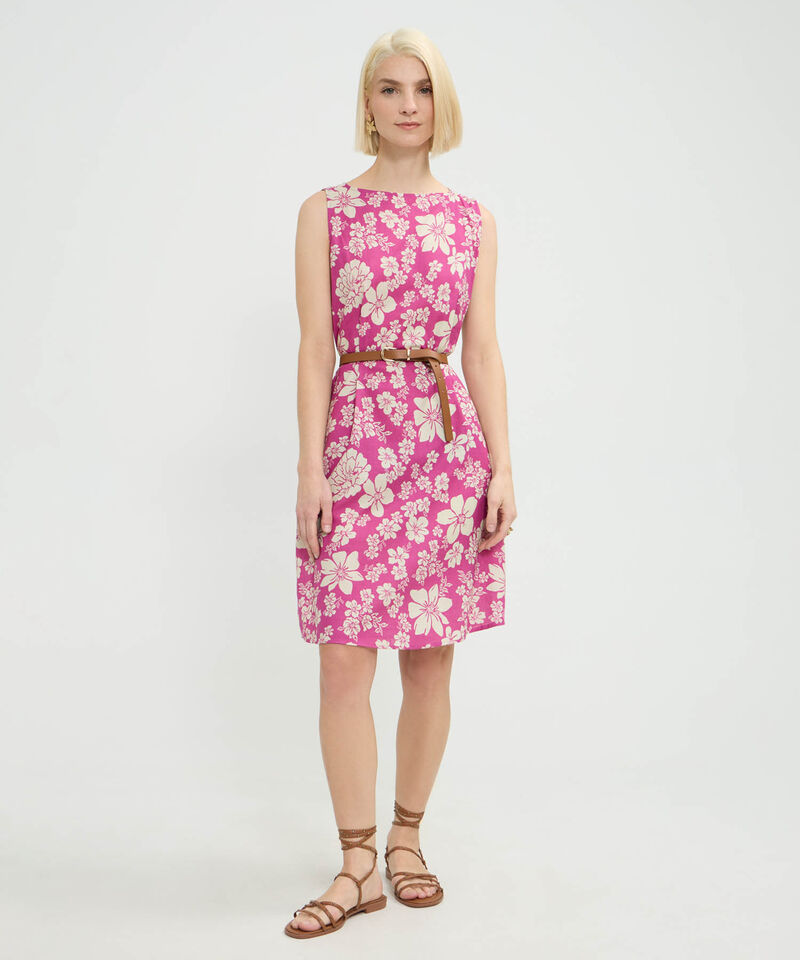 Vestido Estampado en Efecto Lino