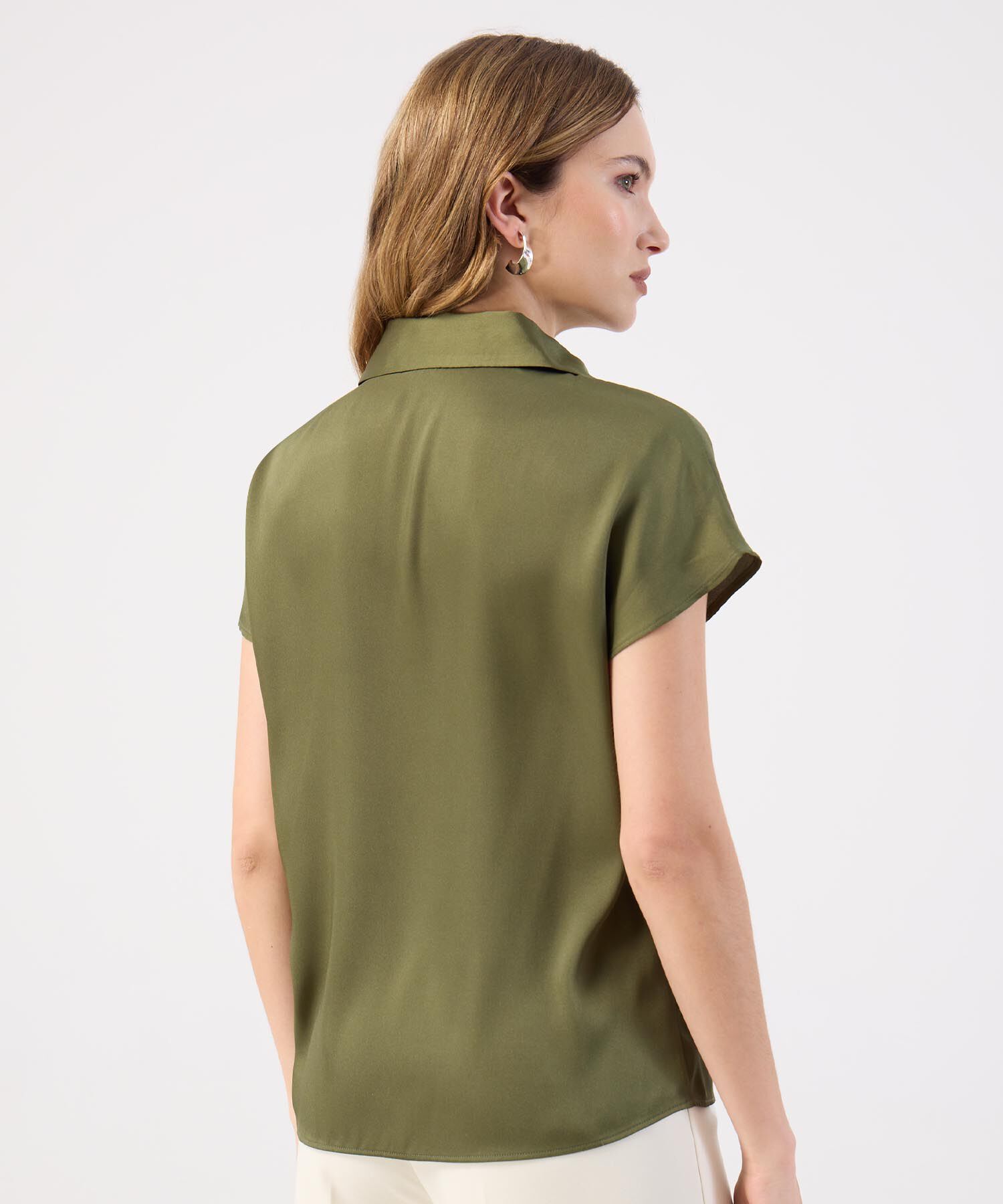 Blusa Verde Manga Corta Mujer