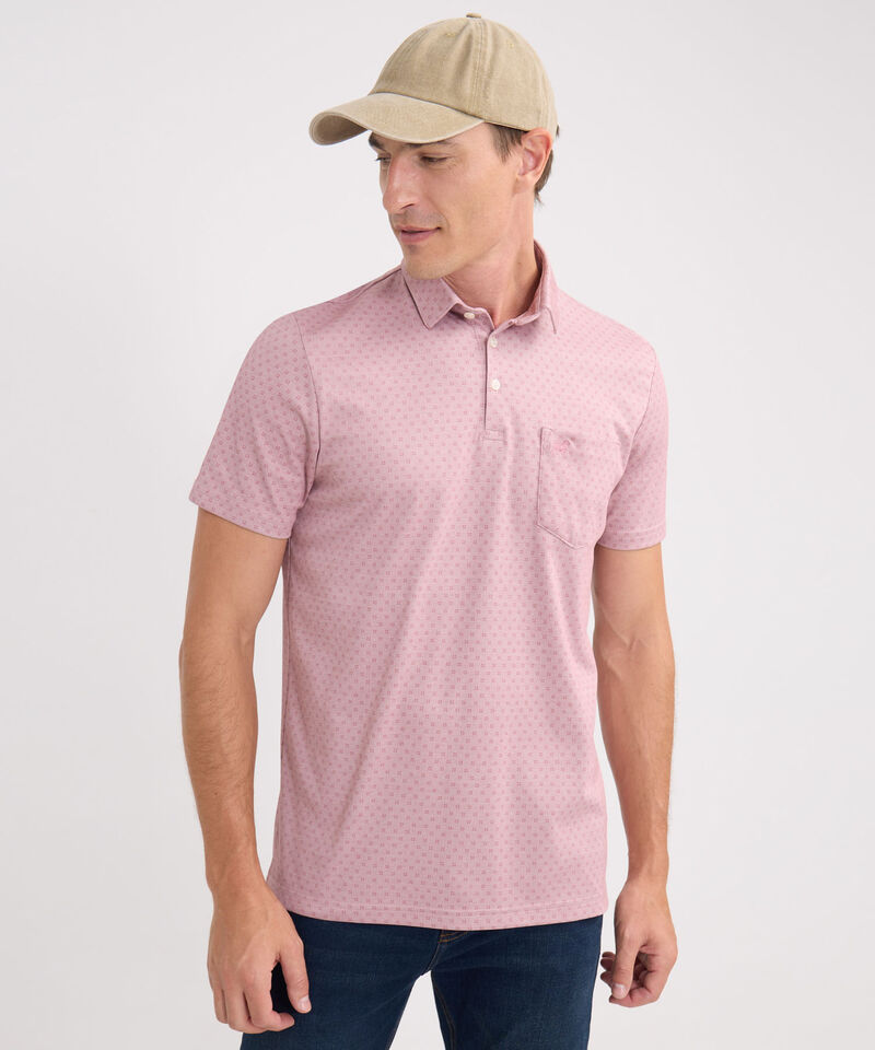 Polo Estampada Cuello Maquina Con Bolsillo 
