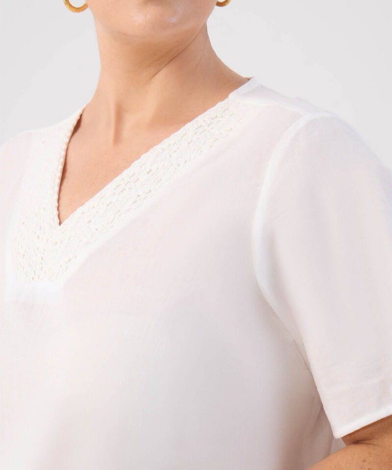 Blusa Con Detalle Tejido En Escote Mujer Curvy