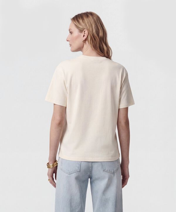 Camiseta De Cuello Redondo Estampada Para Mujer