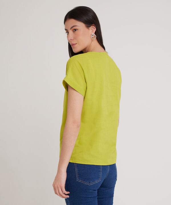 Blusa Manga Corta Corrida Unicolor image number null