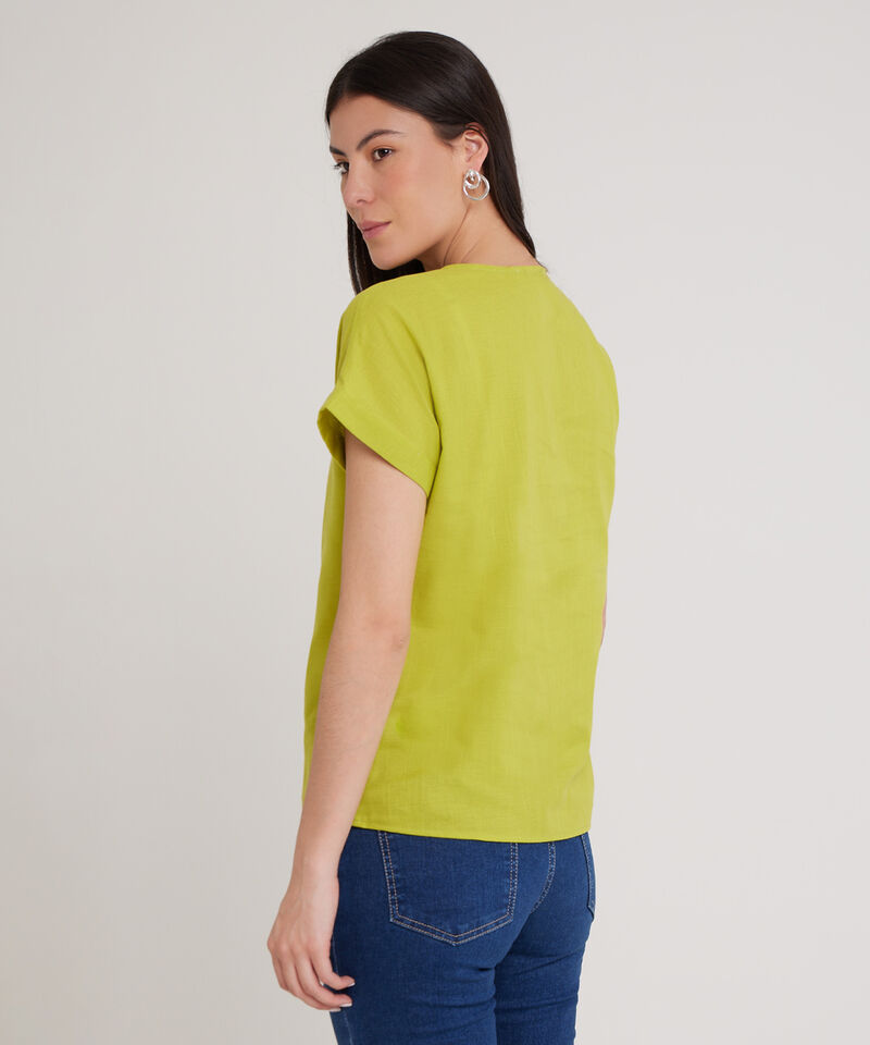 Blusa Manga Corta Corrida Unicolor