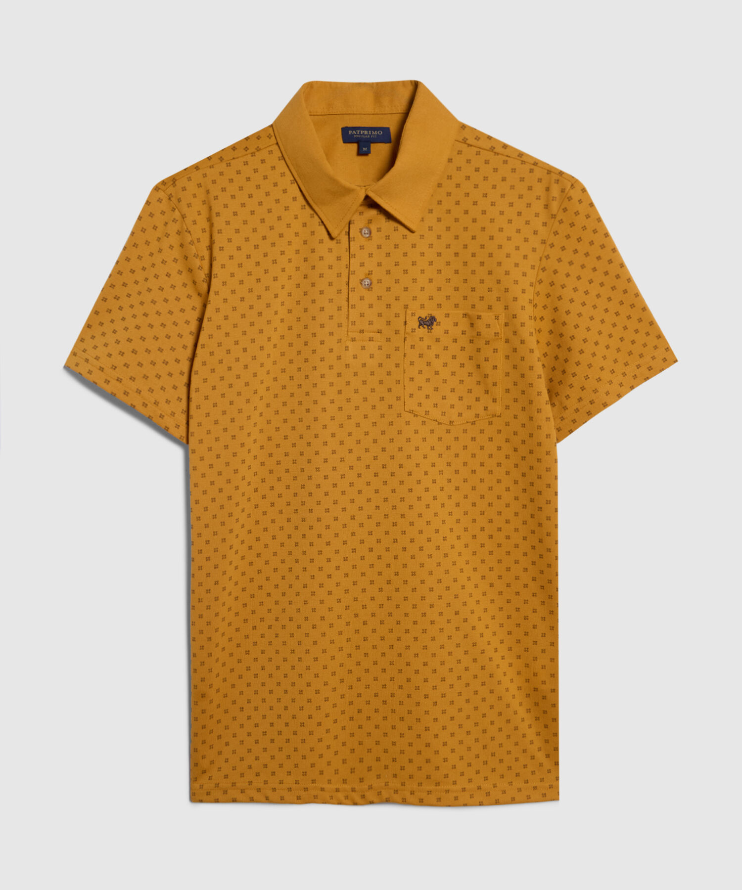 Polo Estampada, Cuello Duro Con Bolsillo, Silueta Regular Fit