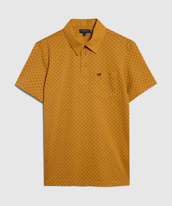 Polo Estampada, Cuello Duro Con Bolsillo, Silueta Regular Fit