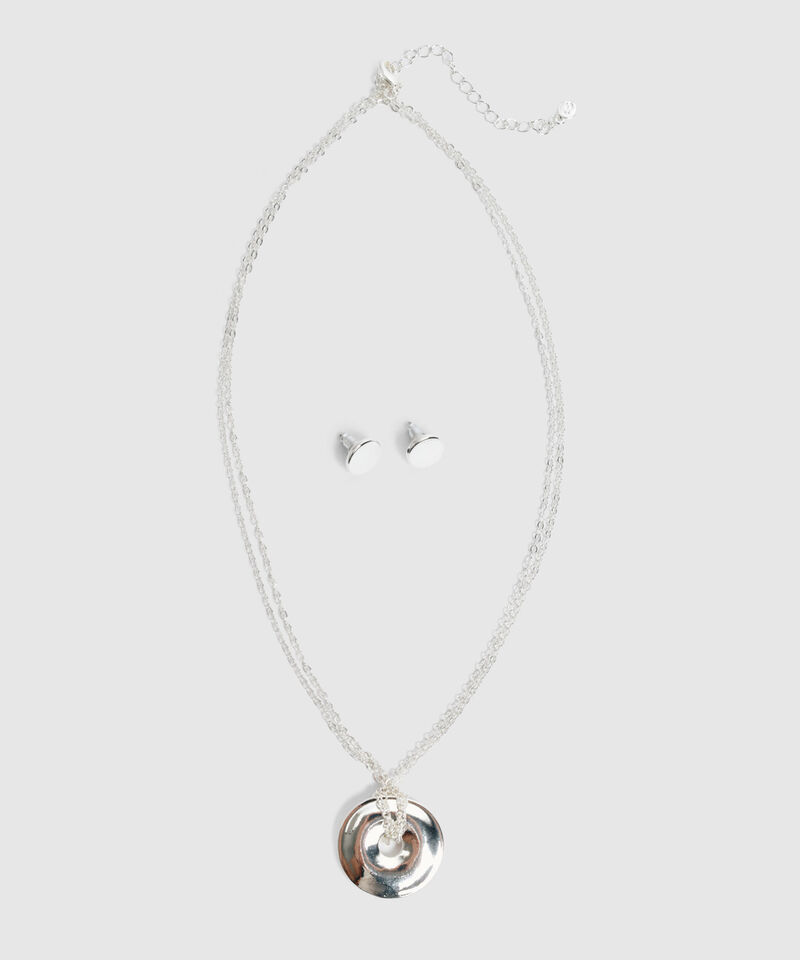 Set Collar y Aretes Circulares Mujer