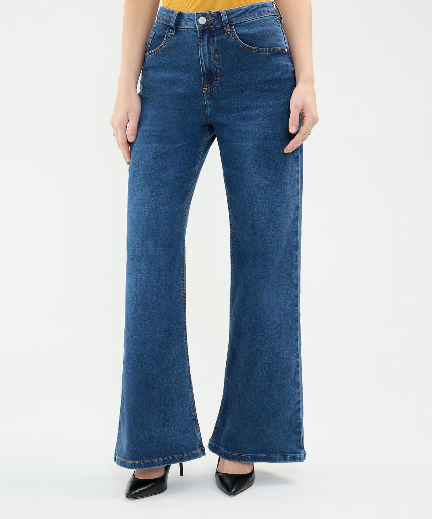 Jeans Wide Leg Tono Oscuro