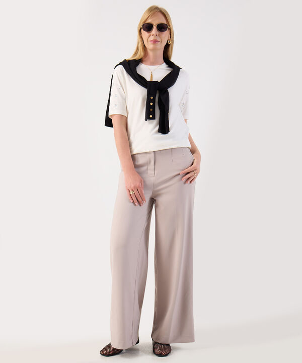 Camiseta Para Mujer Manga Corta Con Apliques De Brillo image number null