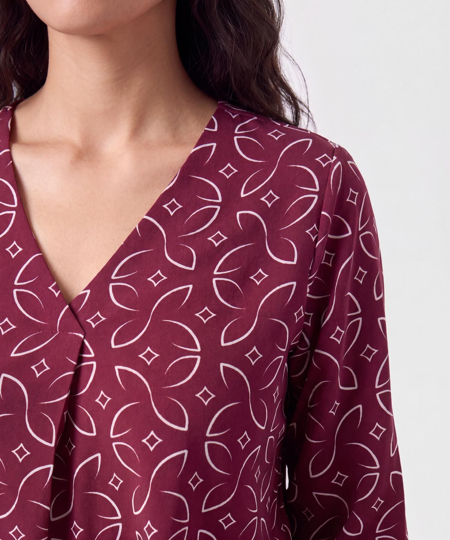 Blusa Manga 3/4 Con Pliegue Para Mujer
