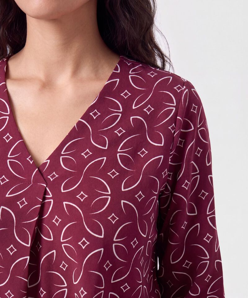 Blusa Manga 3/4 Con Pliegue Para Mujer