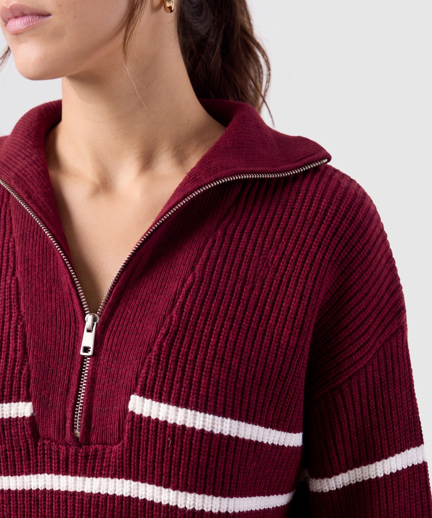 Saco Tejido Cuello Cierre Para Mujer