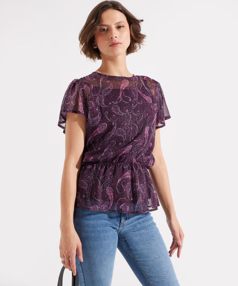 Blusa Manga Corta Estampada Con Top Interno