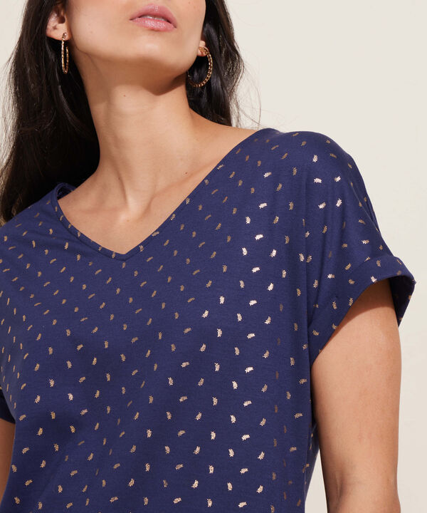 Camiseta Manga Rodada Con Guardapolvo Estampada
