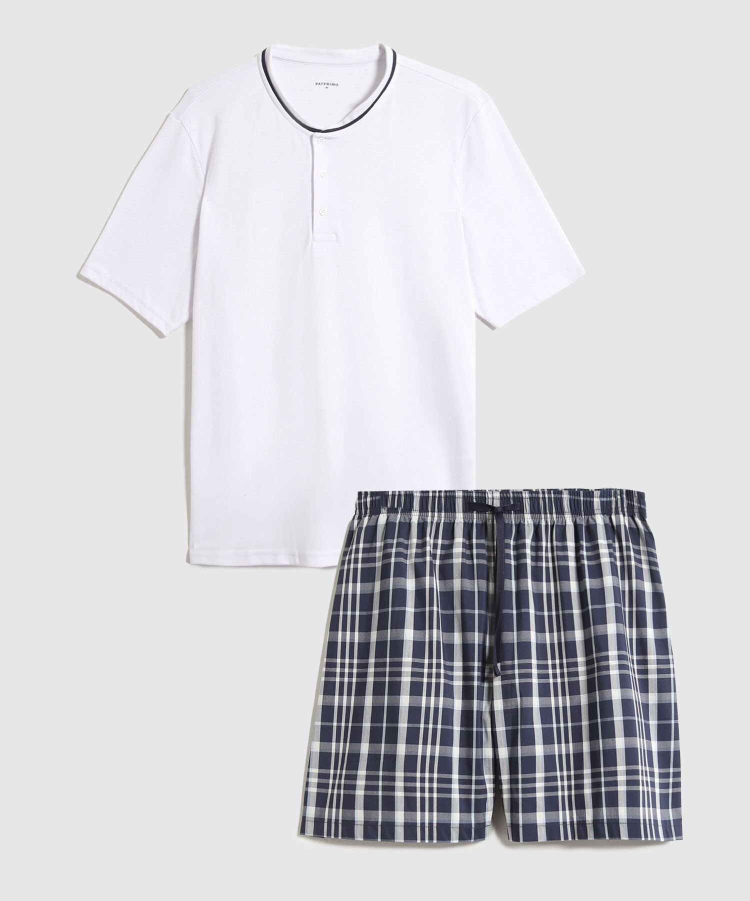 Conjunto Pijama Camiseta Manga Corta Y Pantaloneta Preteñida Para Hombre