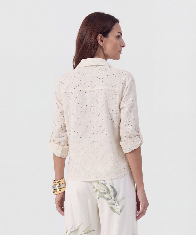Camisa En Broderie Con Charretera Para Mujer