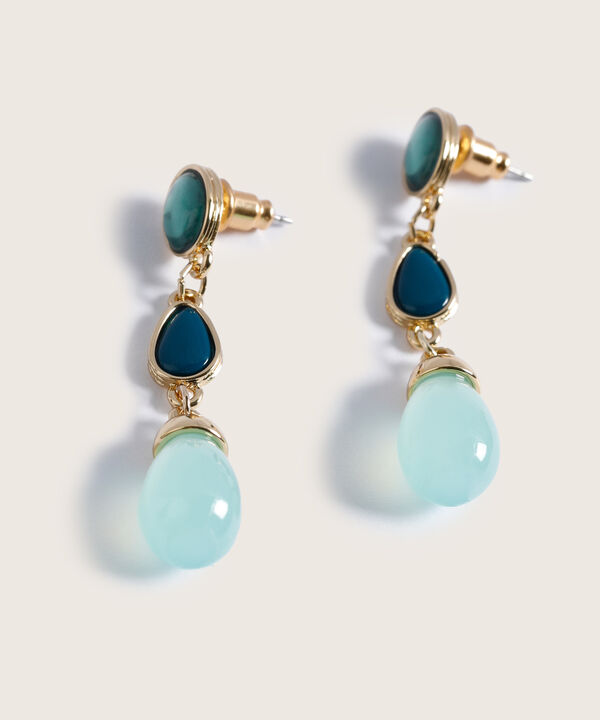 Aretes Colgantes Tres Gemas Metálicos Para Mujer image number null