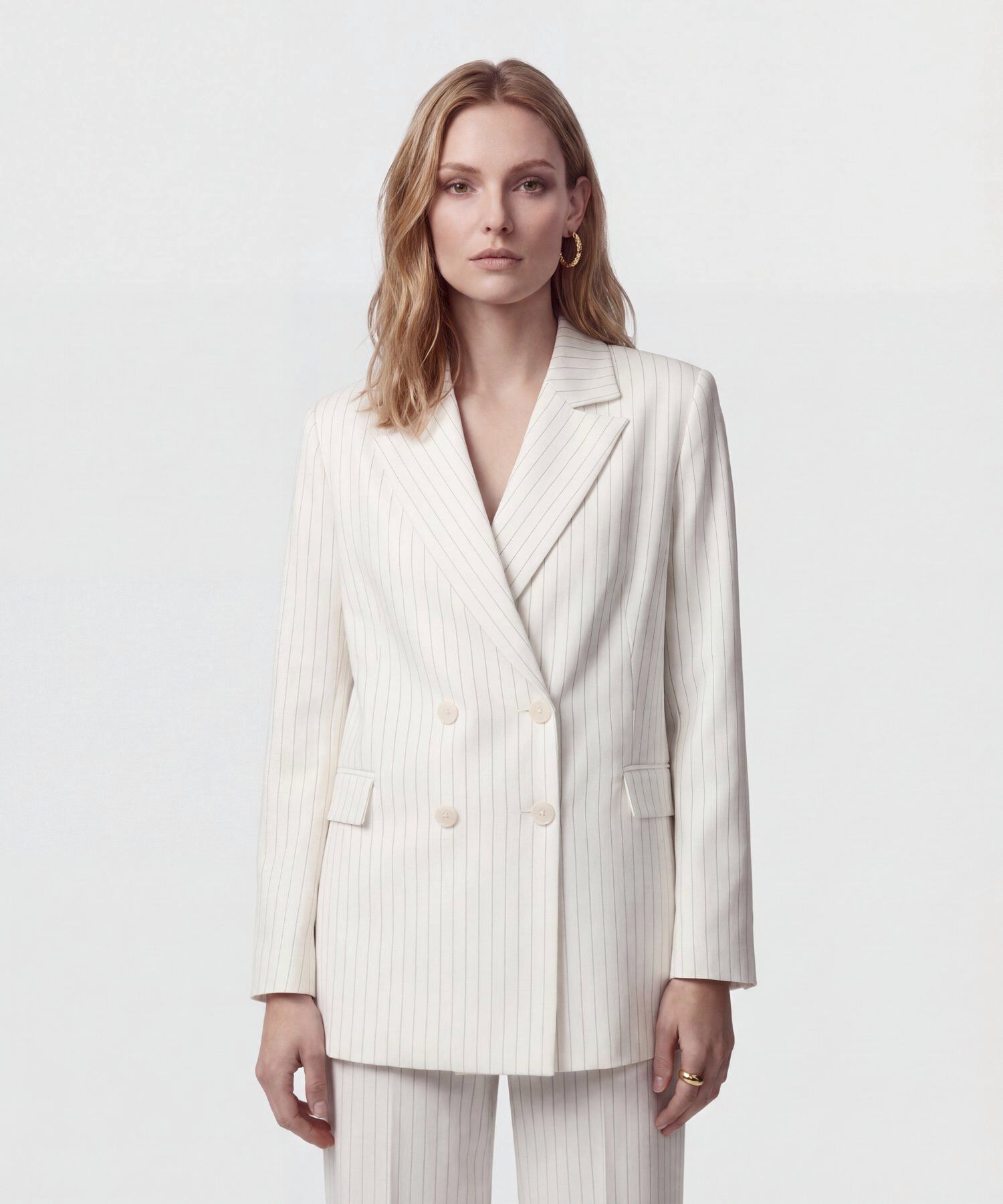 Blazer Cruzado De Doble Botonadura Para Mujer