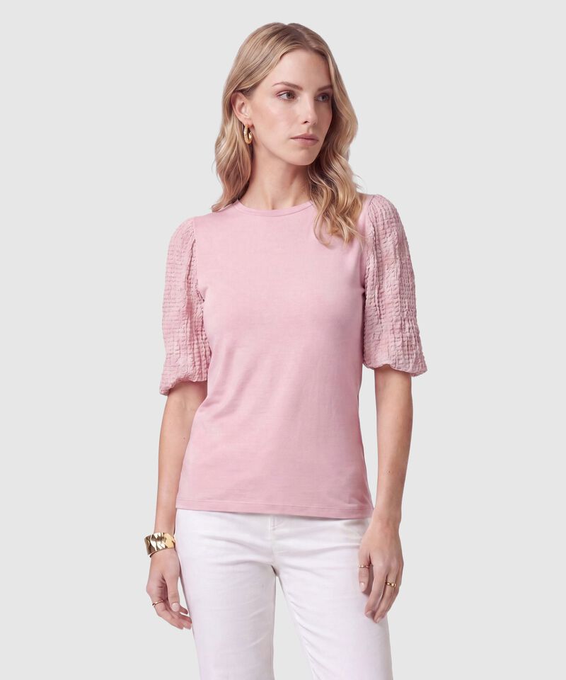 Camiseta Con Mangas Texturizadas Para Mujer