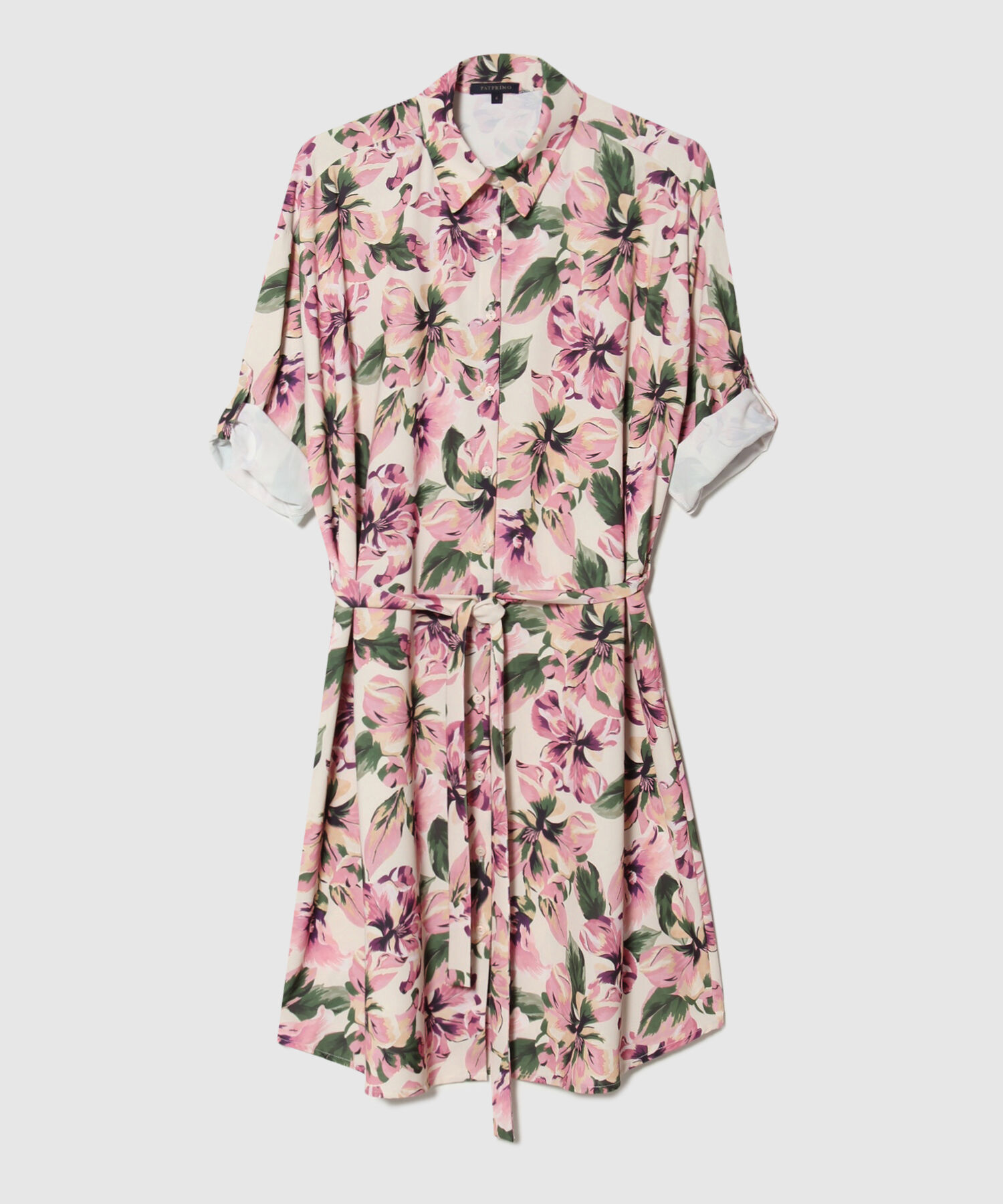 Vestido Estampado Con Cinturón