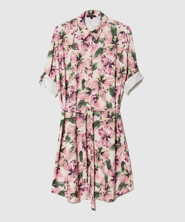 Vestido Estampado Con Cinturón