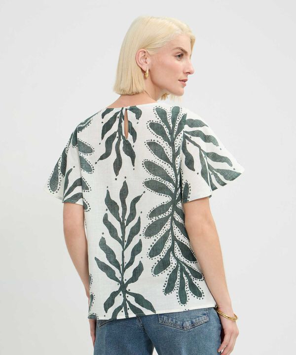 Blusa Manga Corta Acampanada Estampada